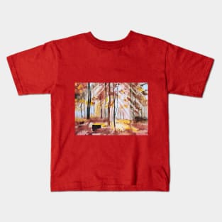 Lights in Autumn Forest in watercolours Kids T-Shirt